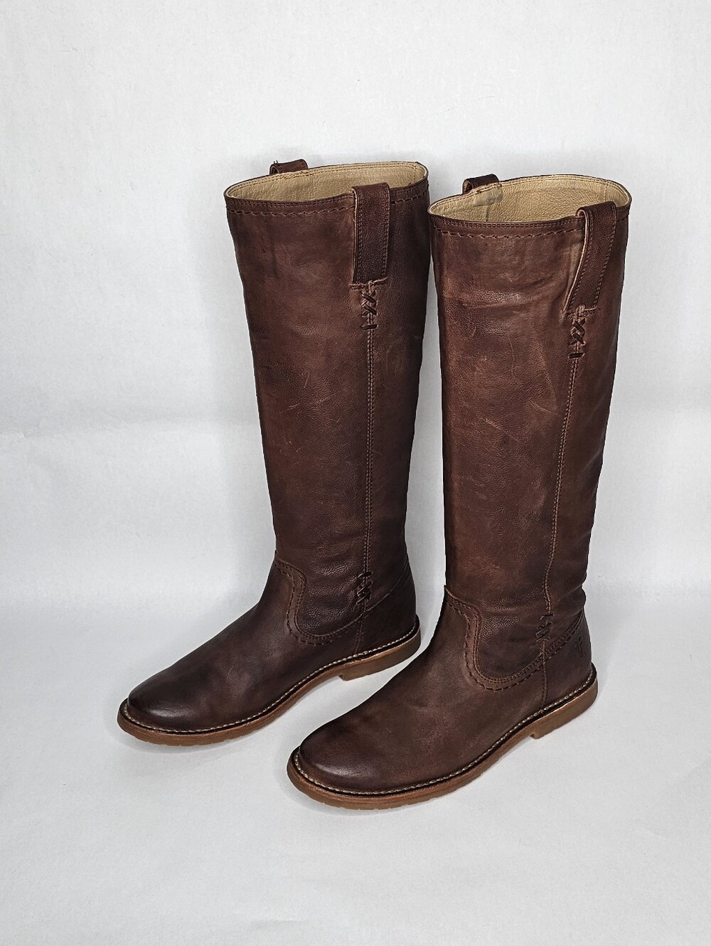 Frye Celia X Stitch Pullon Leather Boots 8